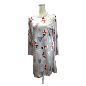 Ealey Fushi Casual Dress Size XL Snowman Long Sleeve White Red Grey Women‎